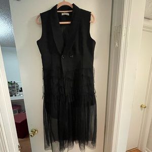 Black tuxedo vest with tulle